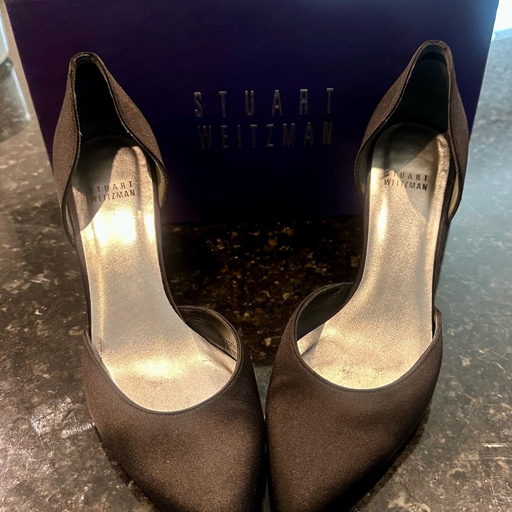 Stuart Weitzman Black Satin Heels